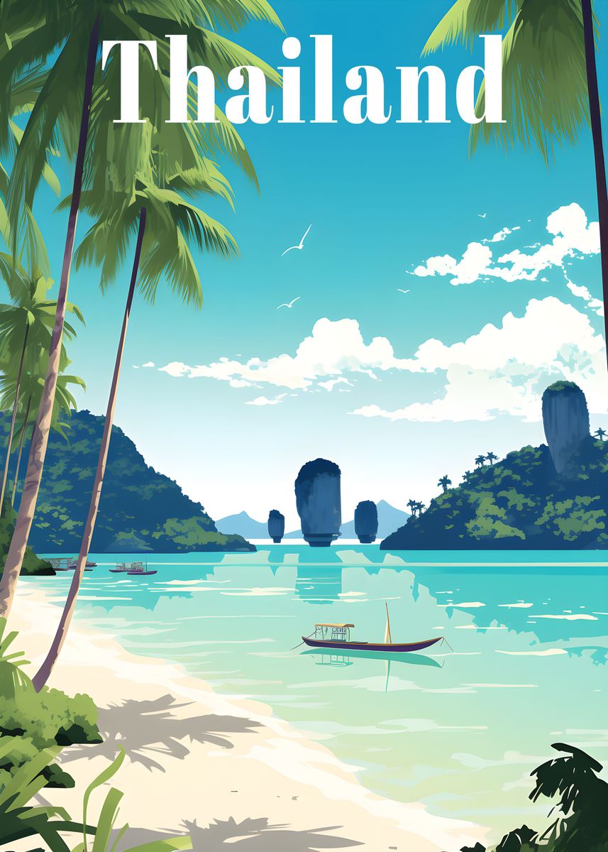 'Thailand Travel Poster' Poster, picture, metal print, paint by Khloi ...