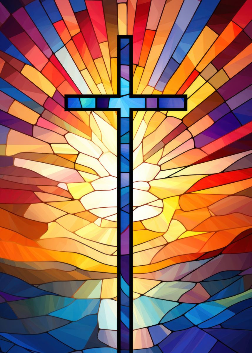 'Stained Glass Holy Cross' Poster, picture, metal print, paint by ...