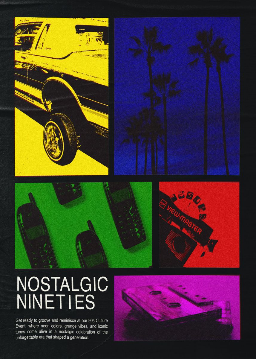 'Nostalgic Ninetees' Poster by vandervisuals | Displate