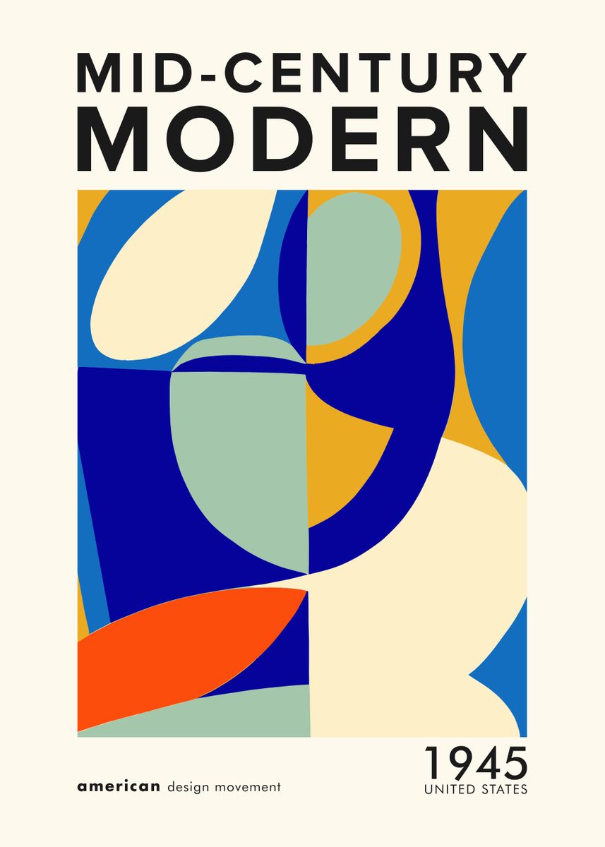 'Mid Century Modern Poster' Poster, Picture, Metal Print, Paint By HyggeStudio | Displate