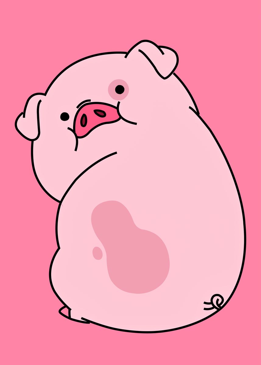 'Pig Cute Animal' Poster, picture, metal print, paint by EPL Retro ...