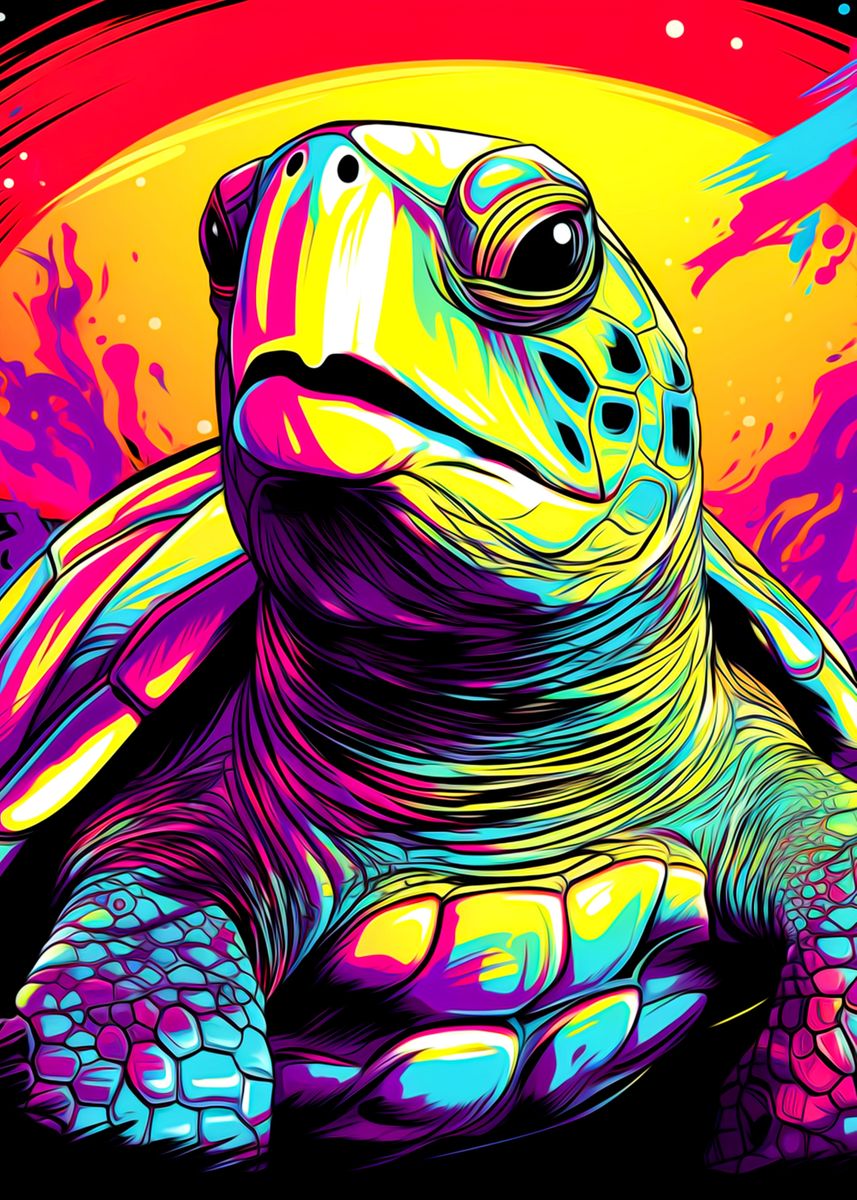 'Colorful Turtle' Poster by Andie Liper | Displate