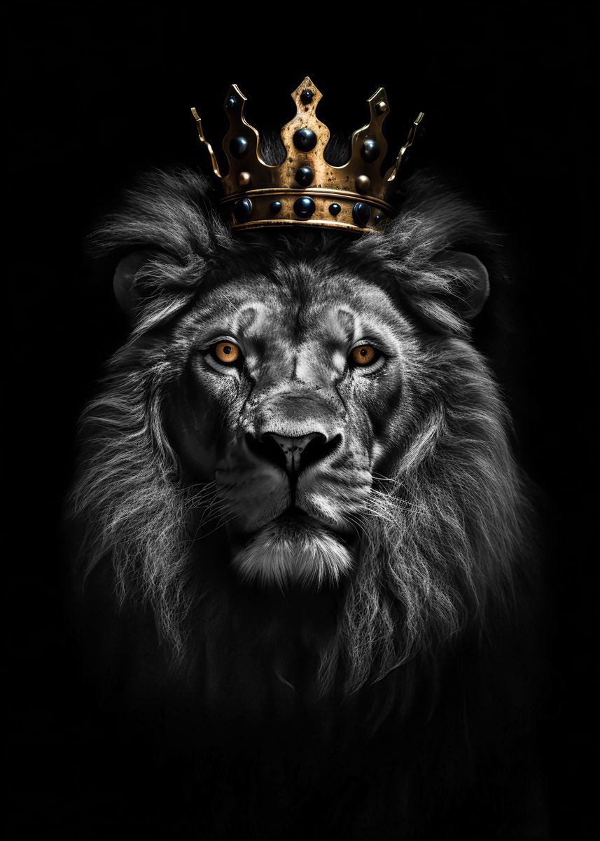 'Lion King Gold and Black' Poster, picture, metal print, paint by ...