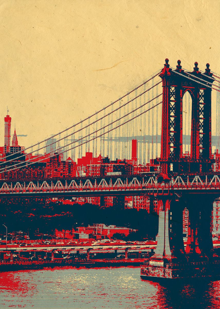 'Brooklyn Bridge' Poster, picture, metal print, paint by Zhidane Al ...