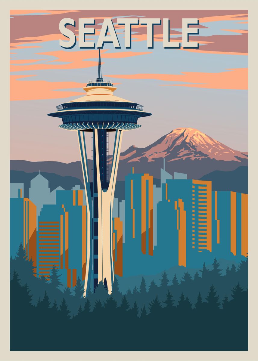 'space Needle Seattle' Poster By B Cubed Designs 