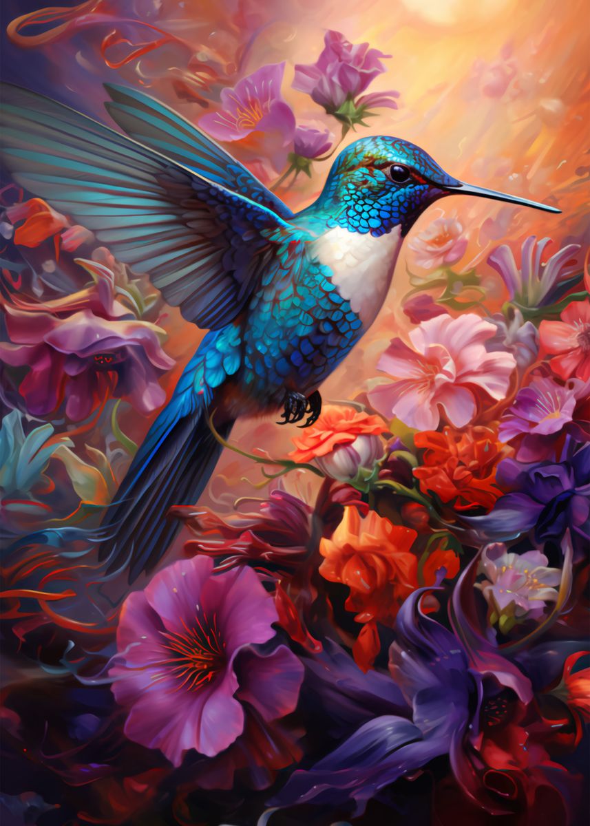 'Hummingbird Fantasy ' Poster, picture, metal print, paint by Xenia ...