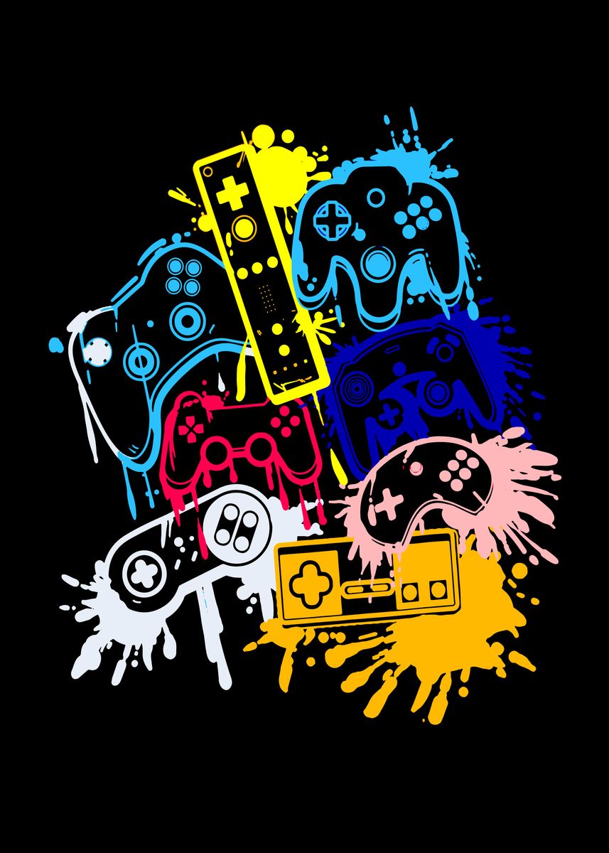 'Video Game Controller' Poster, picture, metal print, paint by ...