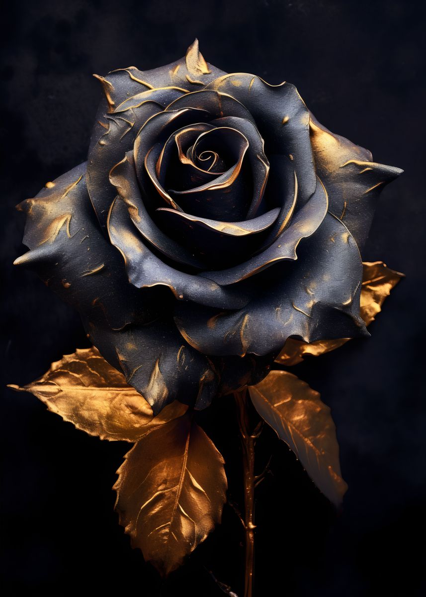 'Black Dark Rose Flower' Poster, picture, metal print, paint by ...