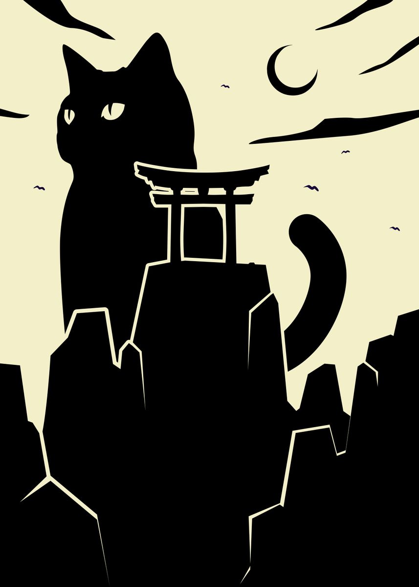 'Giant Cats In Japan' Poster by Muezzahero Displate