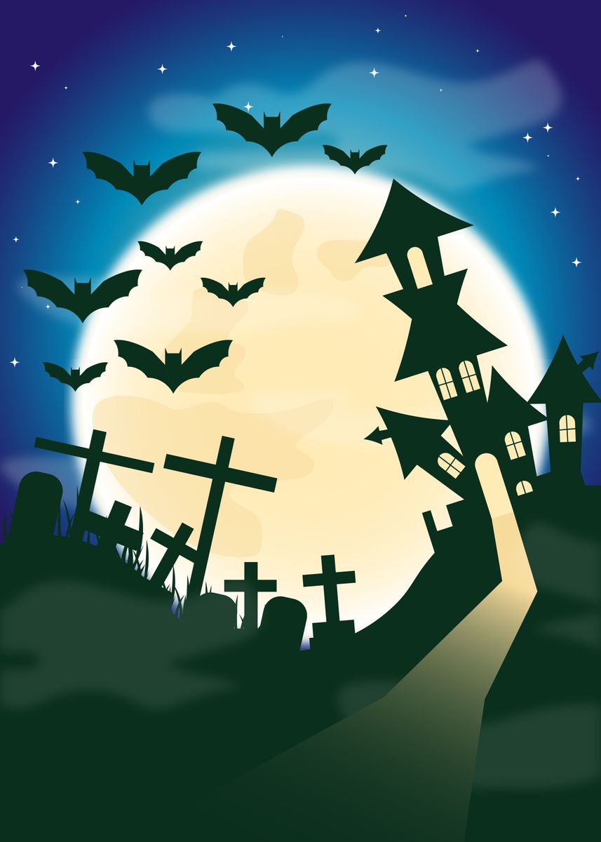 'halloween with bats' Poster by benyok 86 | Displate