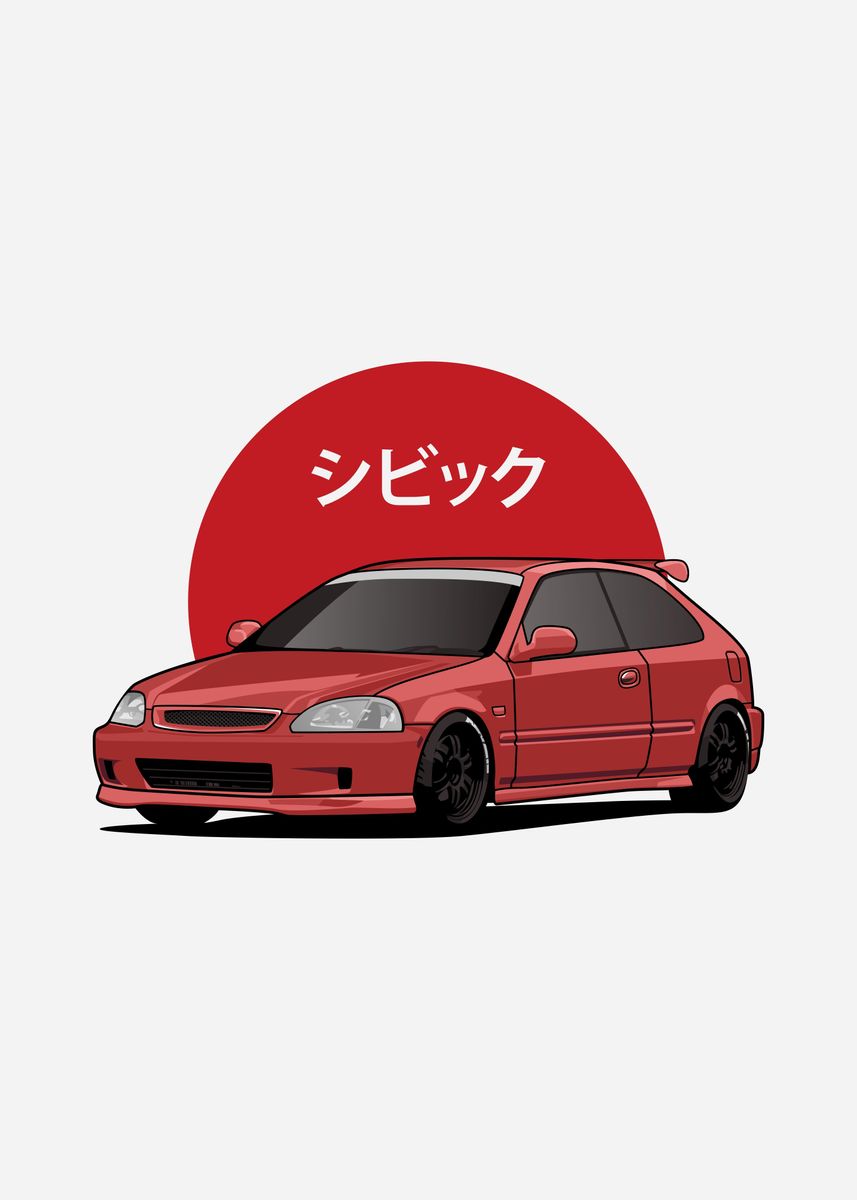 'Honda Civic type R ek9' Poster, picture, metal print, paint by ...