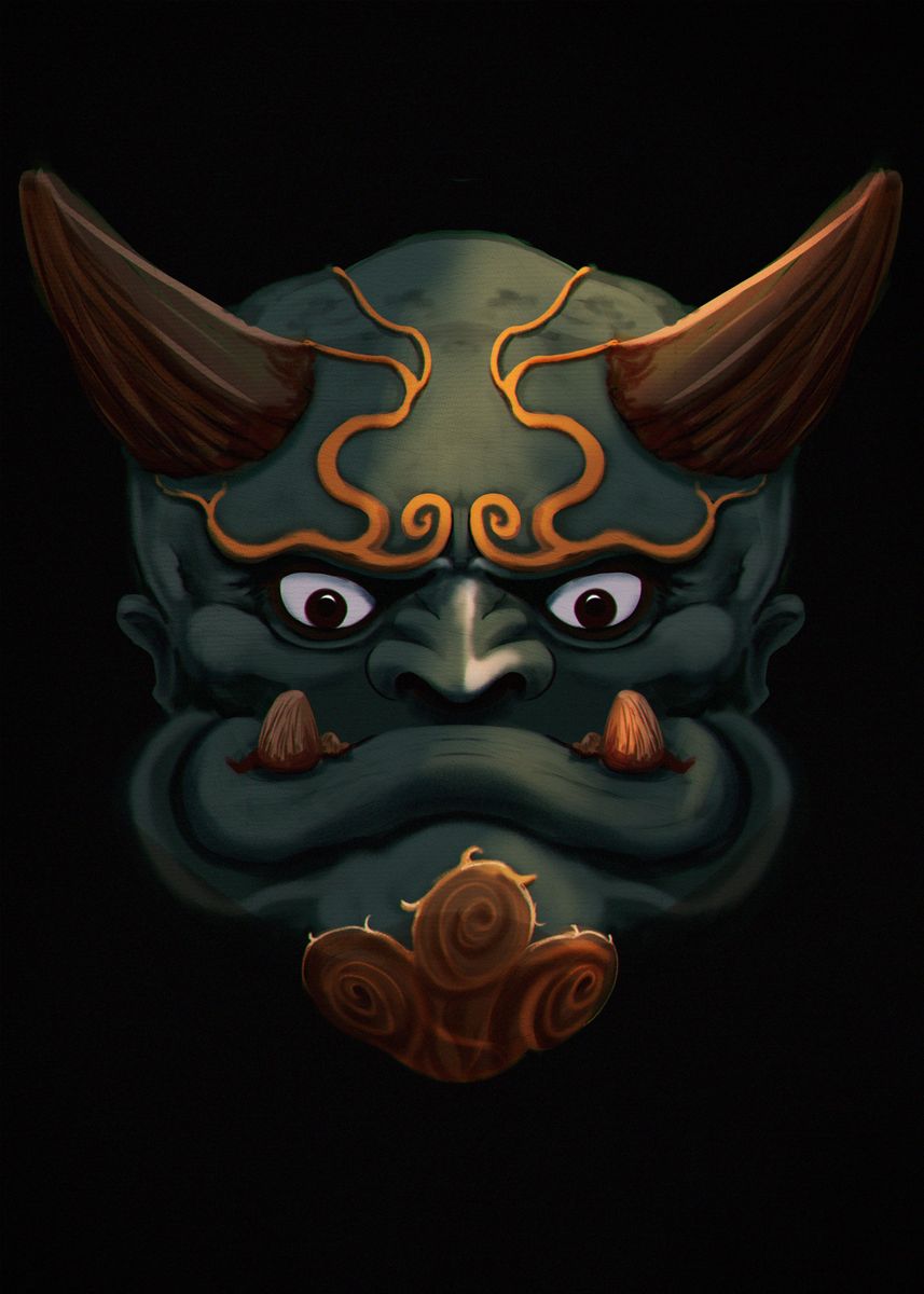 'Japanese Hannya Demon Mask' Poster, picture, metal print, paint by HGL ...