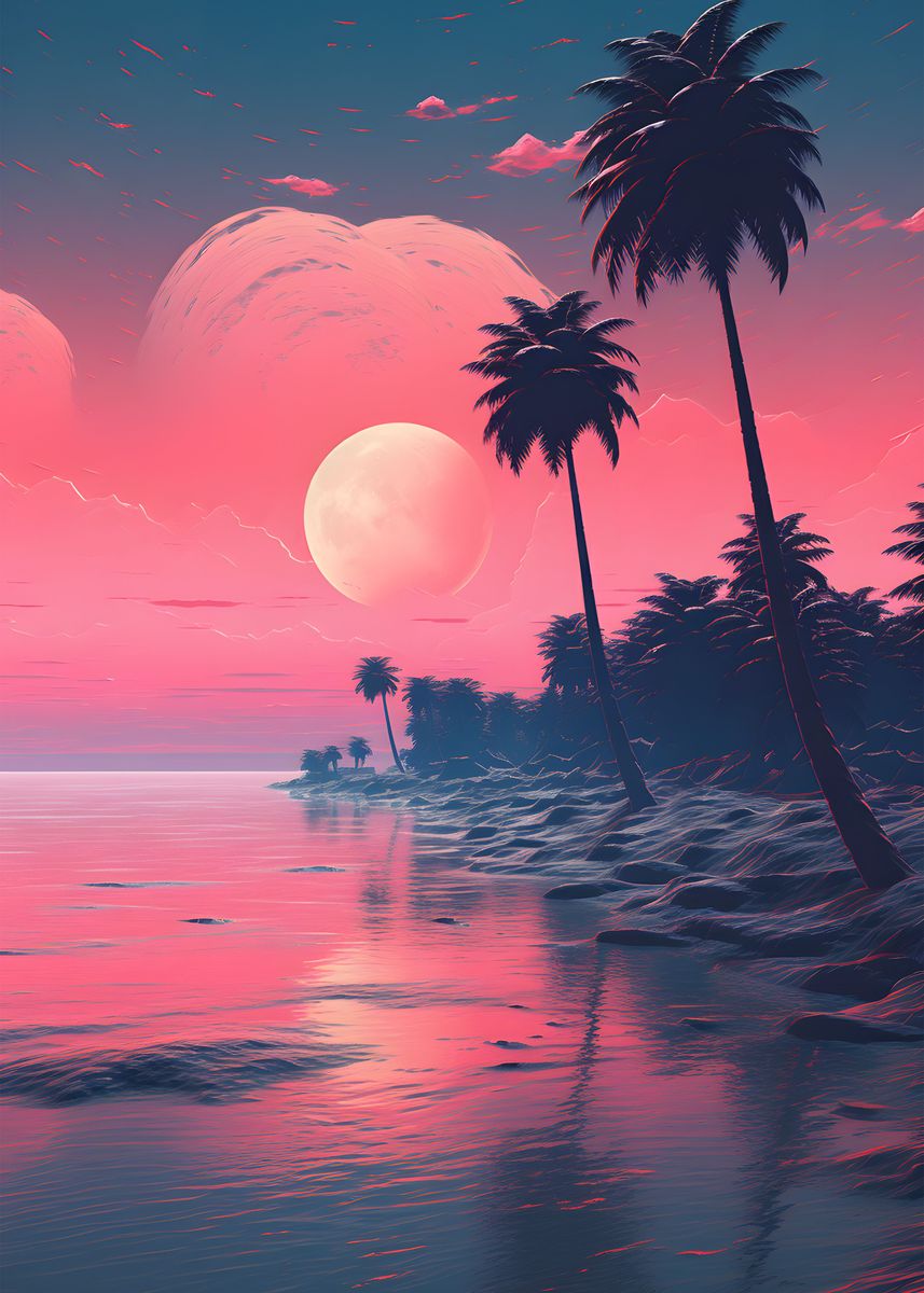 'Vaporwave Landscape' Poster by Poster Fam | Displate