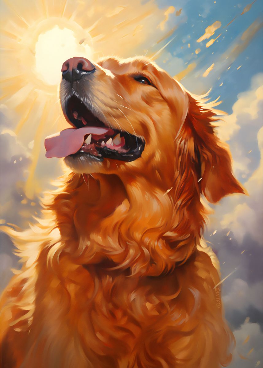 'Happy Golden Retriever' Poster, picture, metal print, paint by LVTFCO ...