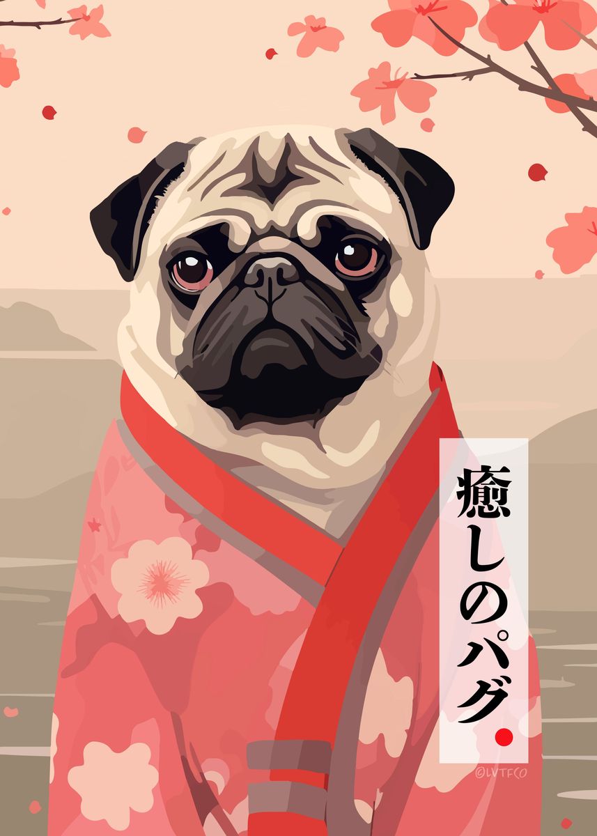 'Cute Japanese Pug' Poster by LVTFCO Displate