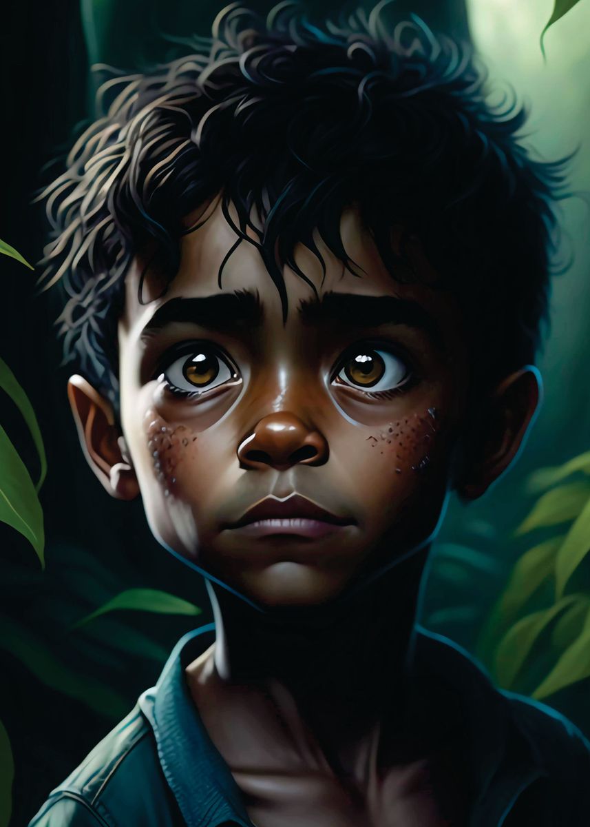 'portrait of a child' Poster, picture, metal print, paint by ABDULKADIR ...