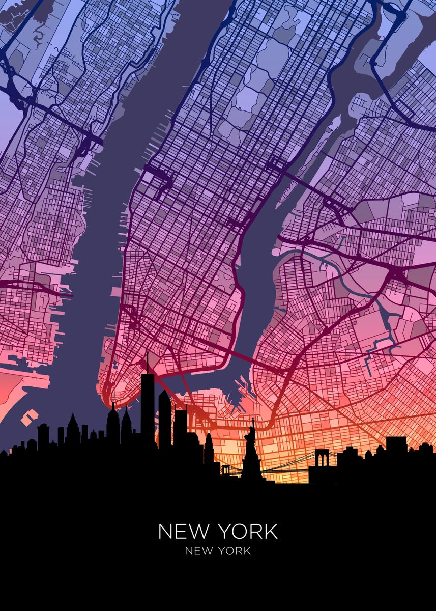 39 New York Skyline Map 39 Poster - 49557c001852bb1b269b8070744ecdc9 Eb8d0bc5bf8858d9f1d6a4c01a8d4a0a