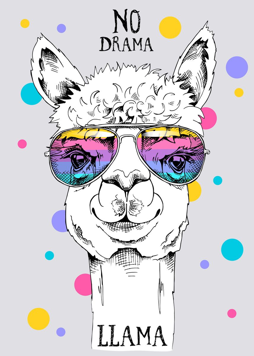 'Llama' Poster, picture, metal print, paint by Enzaro | Displate