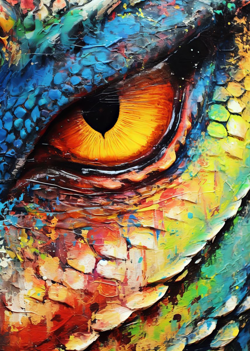 'Dragon Eye Color' Poster, picture, metal print, paint by AnHa Displate
