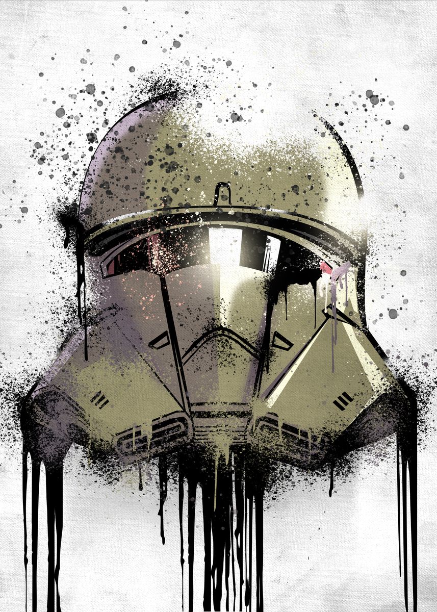 Mando 3 Graffiti Helmet' Poster, picture, metal print, paint by Star Wars
