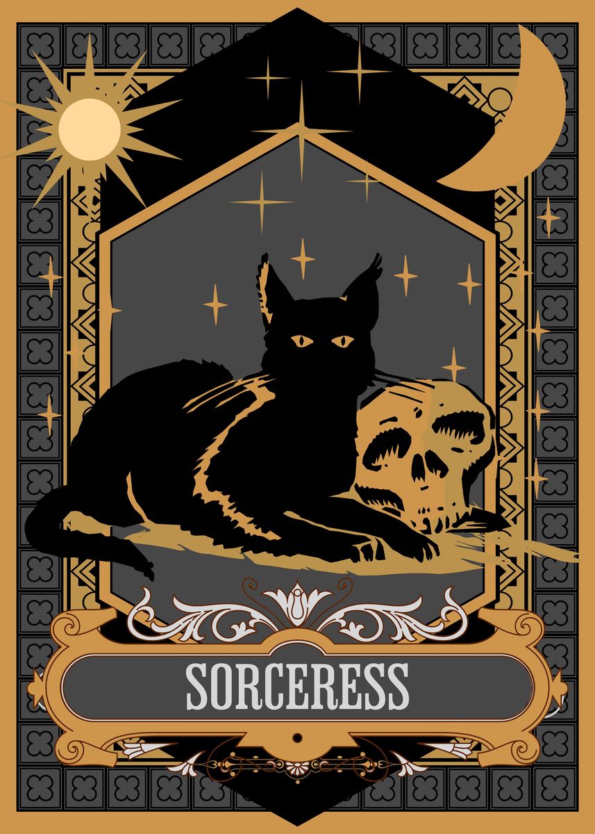 'BLACK CAT TAROT CARD' Poster by Atomic Chinook Displate