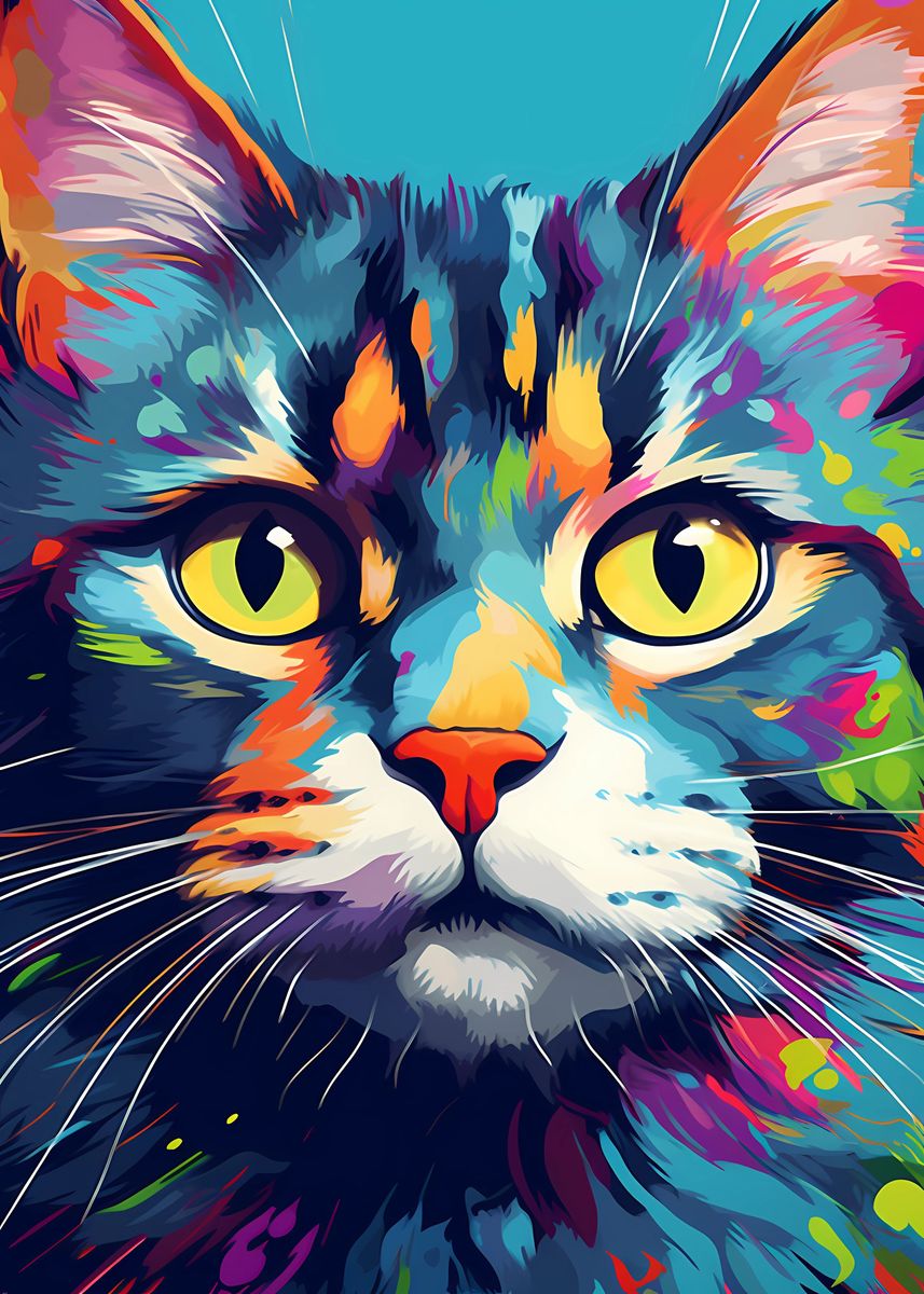 'Psychedelic Cat Abstract' Poster by AnHa | Displate