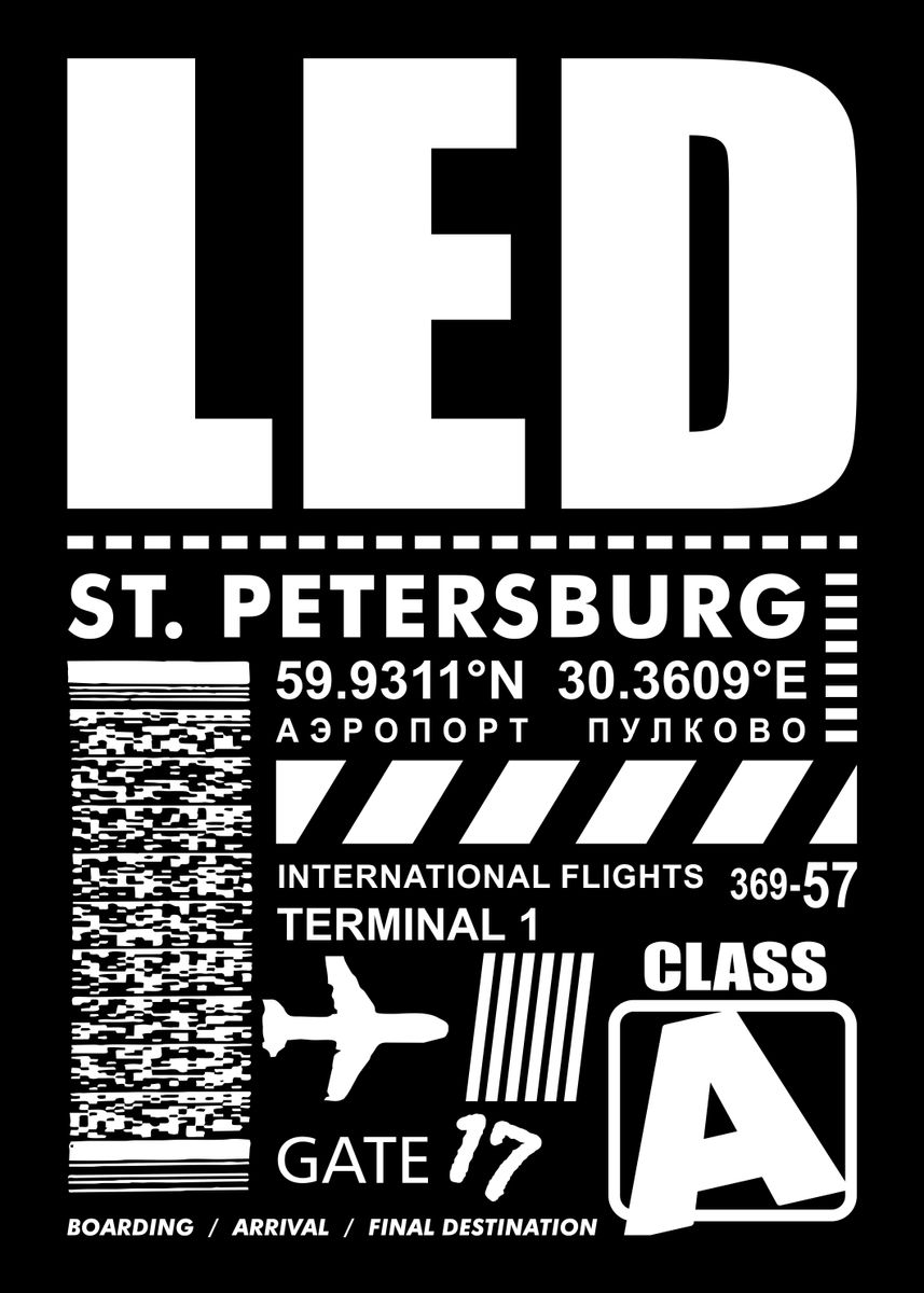 'St Petersburg Airport LED' Poster, picture, metal print, paint by ALMA Studio Displate