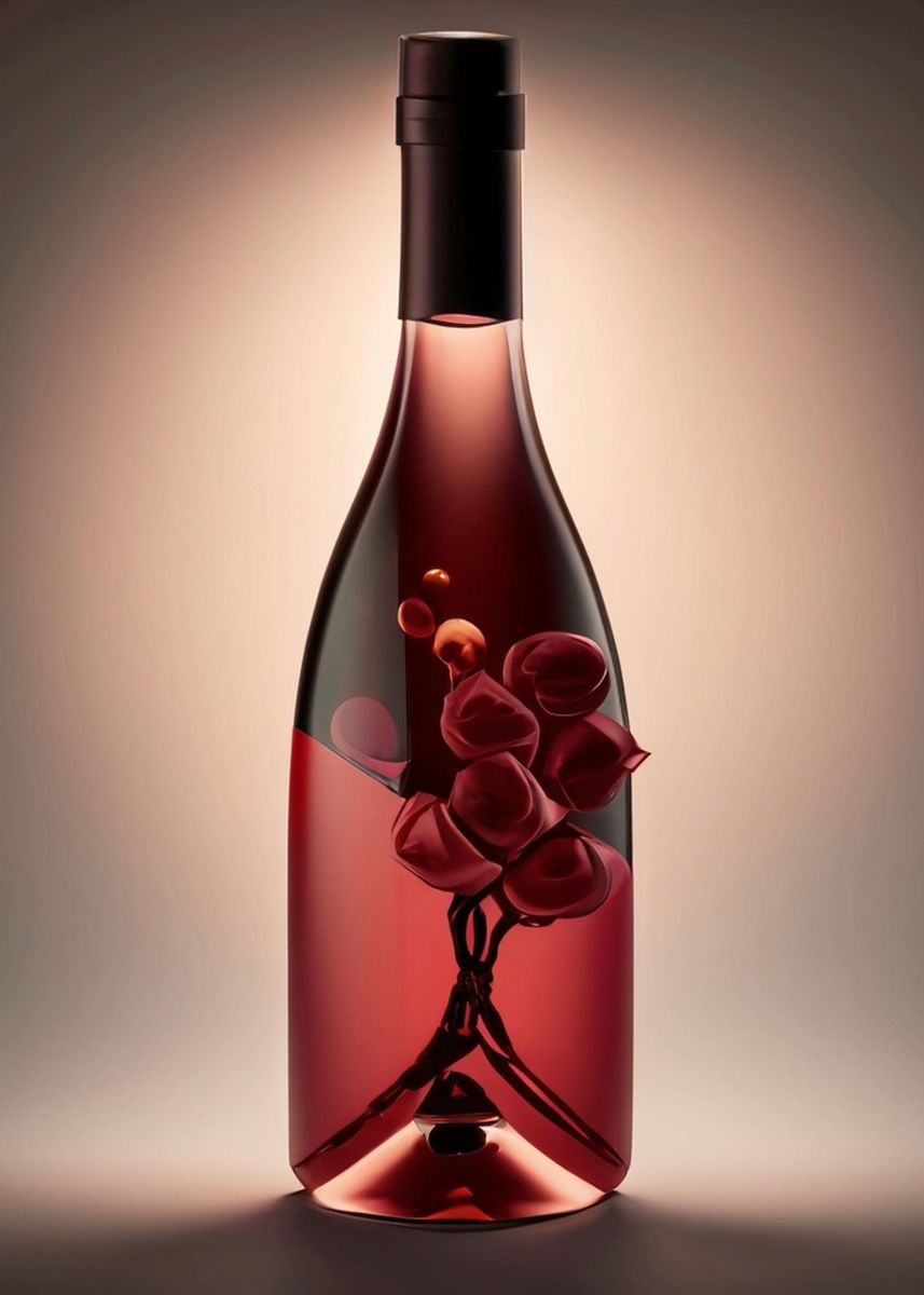 'Rose Wine Bottle' Poster by Hendrik Zahn Displate