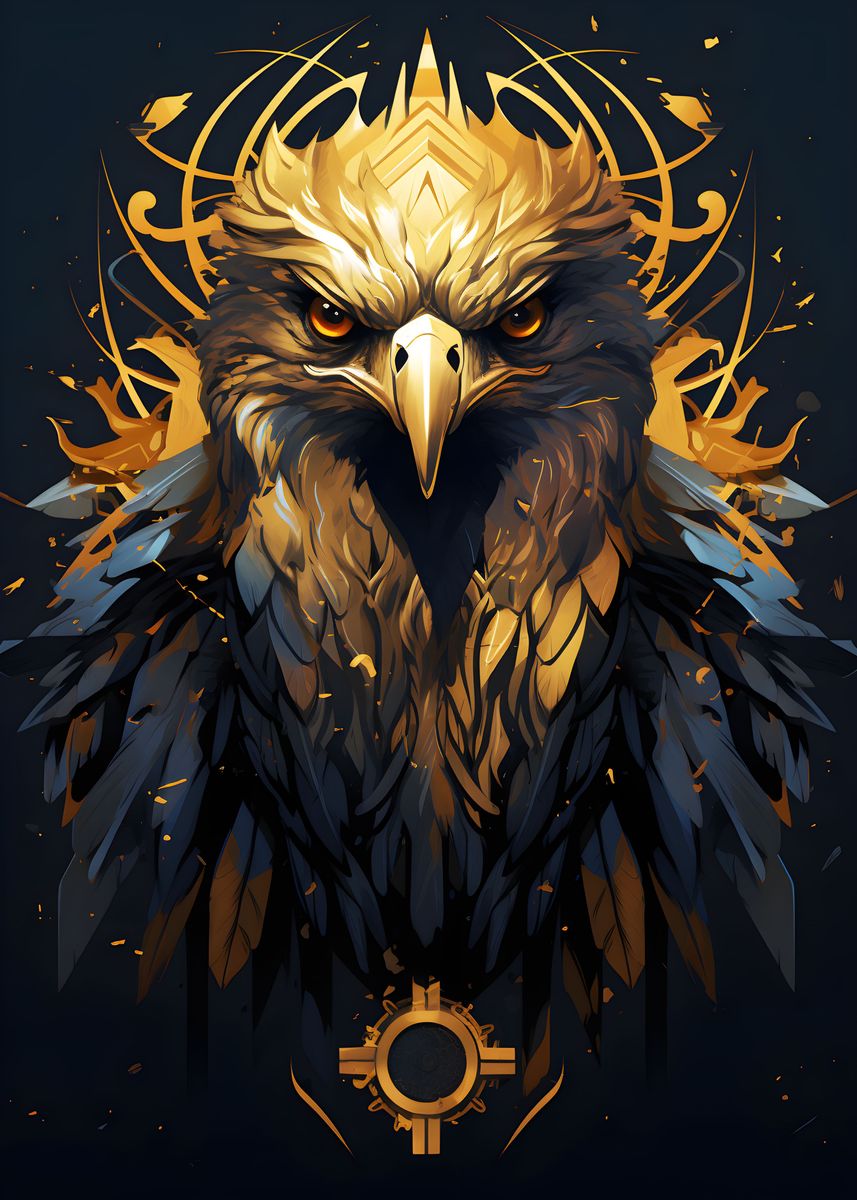 Black and Gold Eagle' Poster, picture, metal print, paint by OhadOron