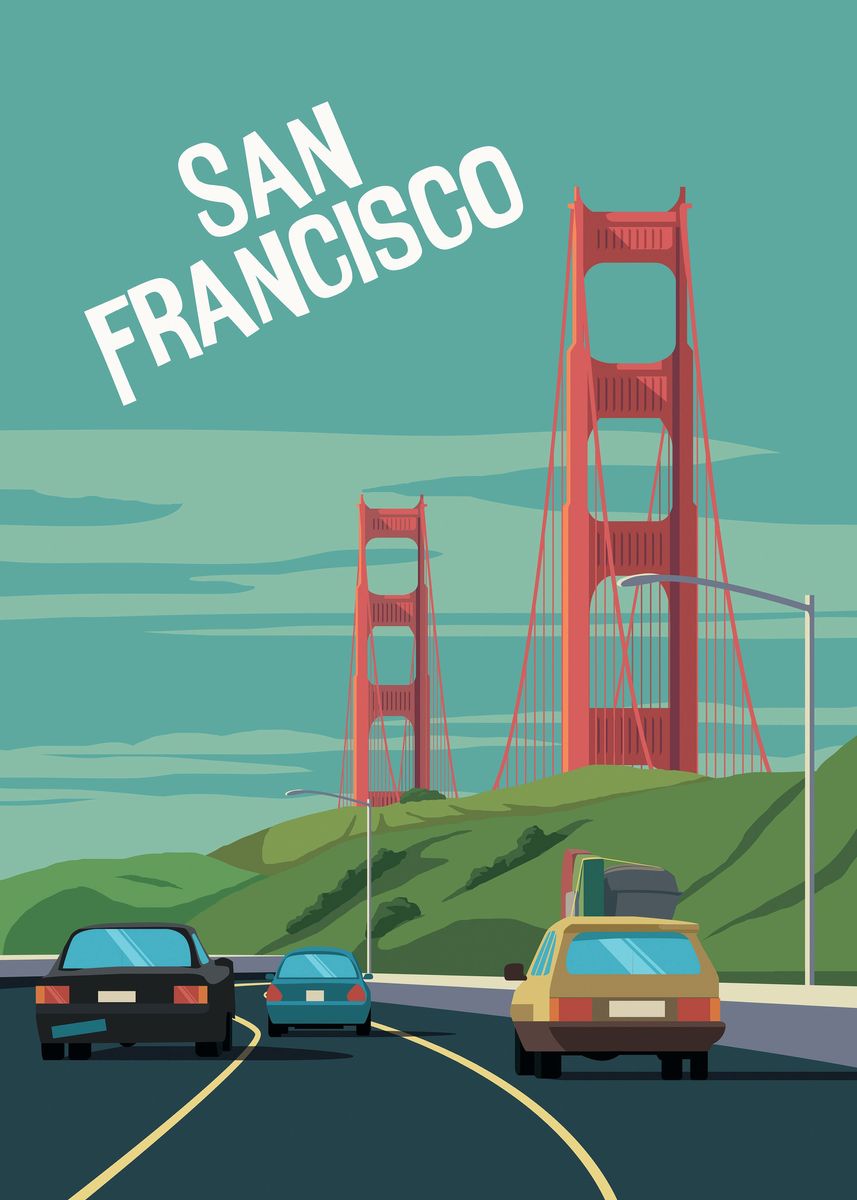 'san francisco travel city' Poster, picture, metal print, paint by gani