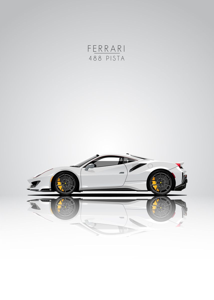 'Ferrari 488 Pista' Poster, picture, metal print, paint by Ahmad Nur ...