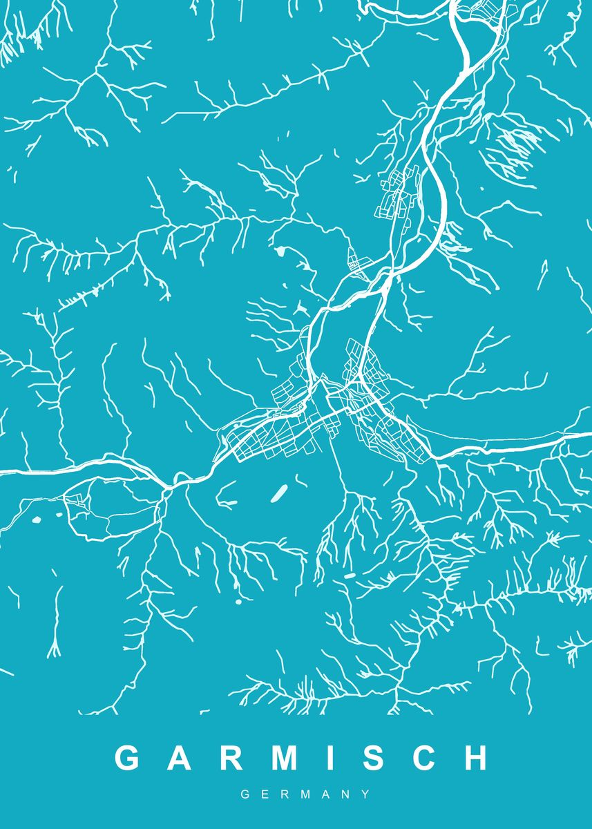 'MAP GARMISCH GERMANY' Poster, picture, metal print, paint by UrbanMaps ...