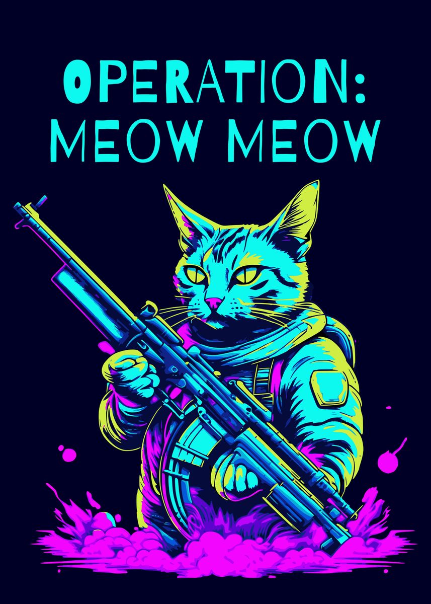 'CAT SOLDIER FUNNY' Poster, picture, metal print, paint by Atomic ...