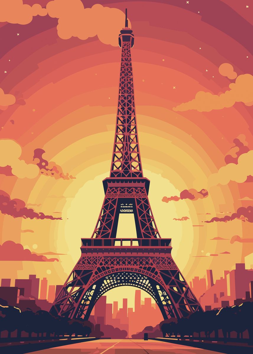 'travel to paris eiffel ' Poster, picture, metal print, paint by ...