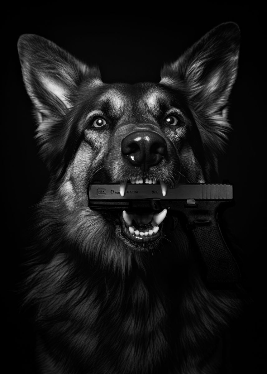 'K9 Glock German Shepherd' Poster, picture, metal print, paint by ...