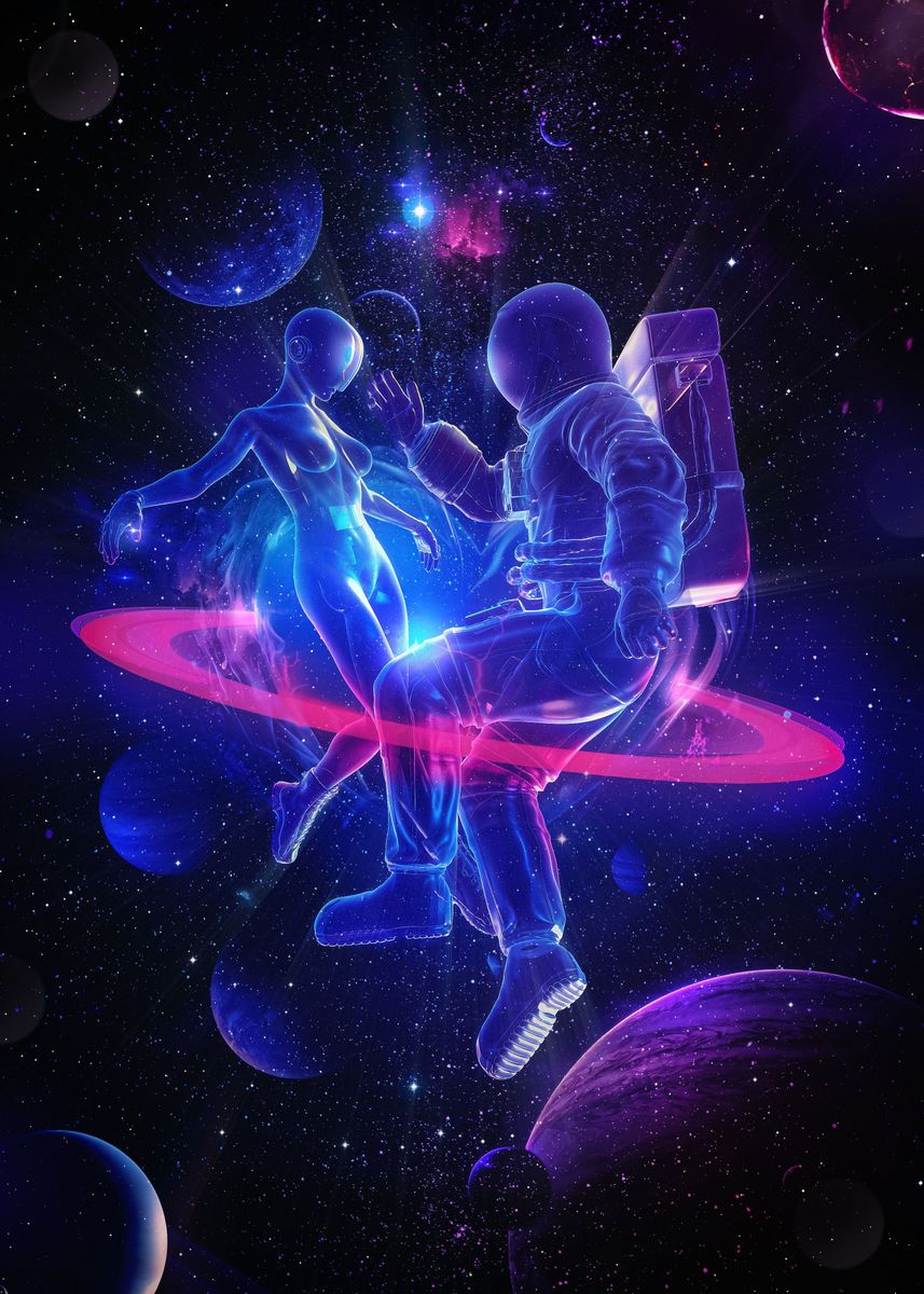 ‘Cosmic Love’ Poster, picture, metal print, paint by Bruno Macedo
