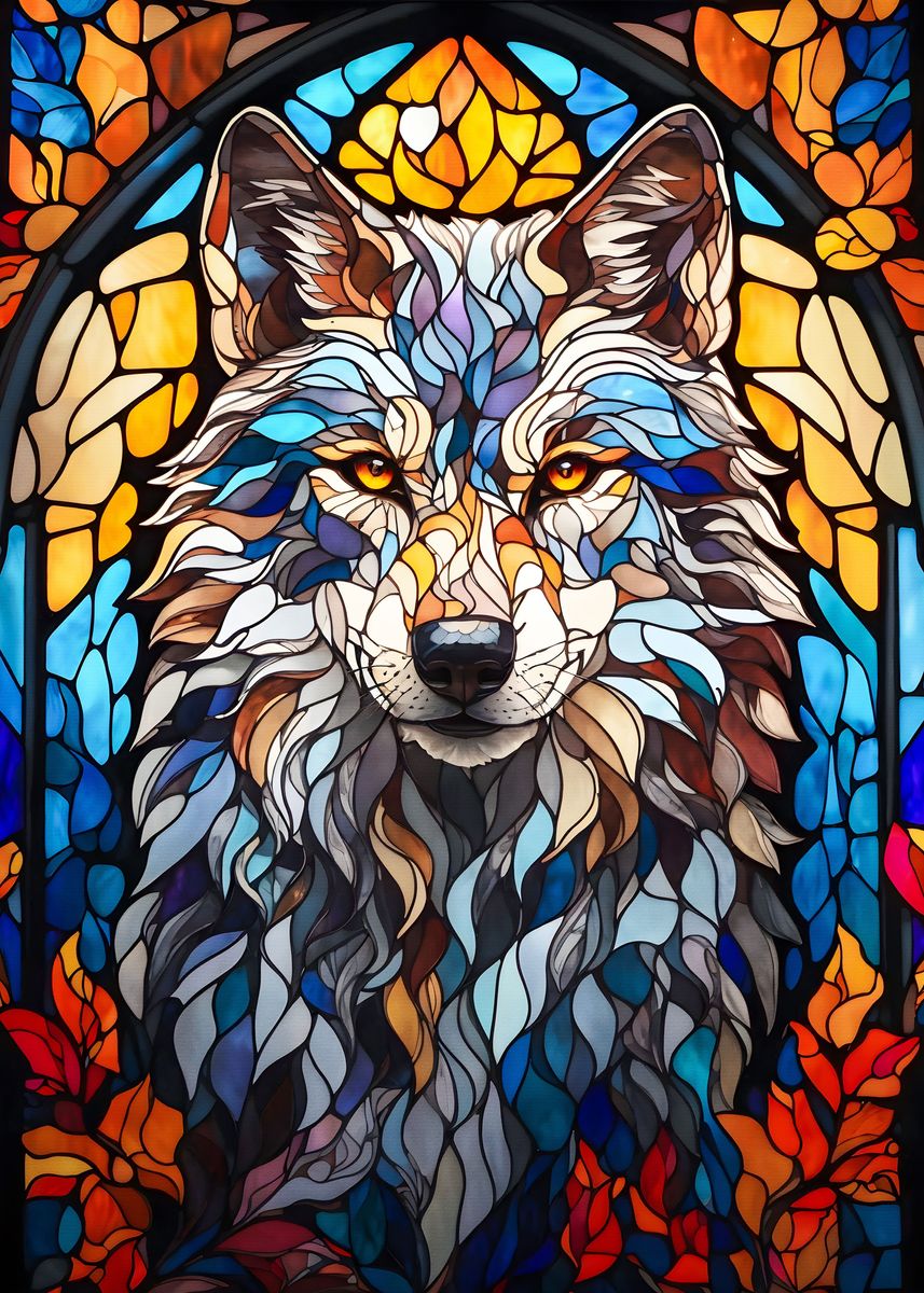 'Abstract wolf' Poster, picture, metal print, paint by Elz art | Displate