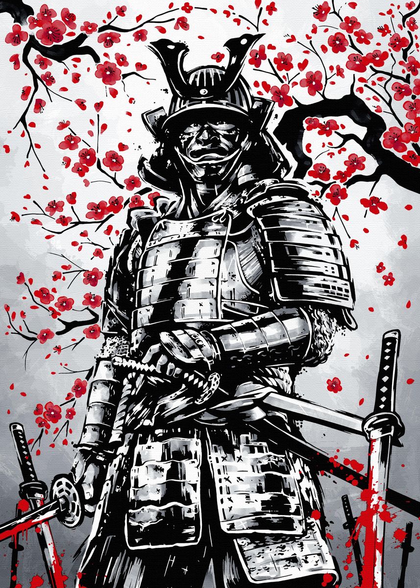 'Japanese Samurai Warrior' Poster, picture, metal print, paint by B ...