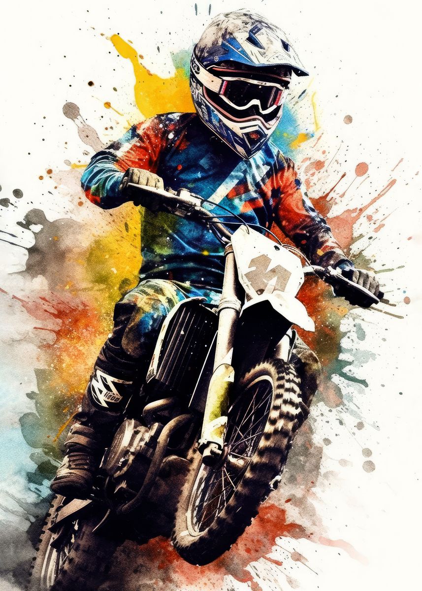 'Motorcross ' Poster, picture, metal print, paint by JBJart Justyna ...