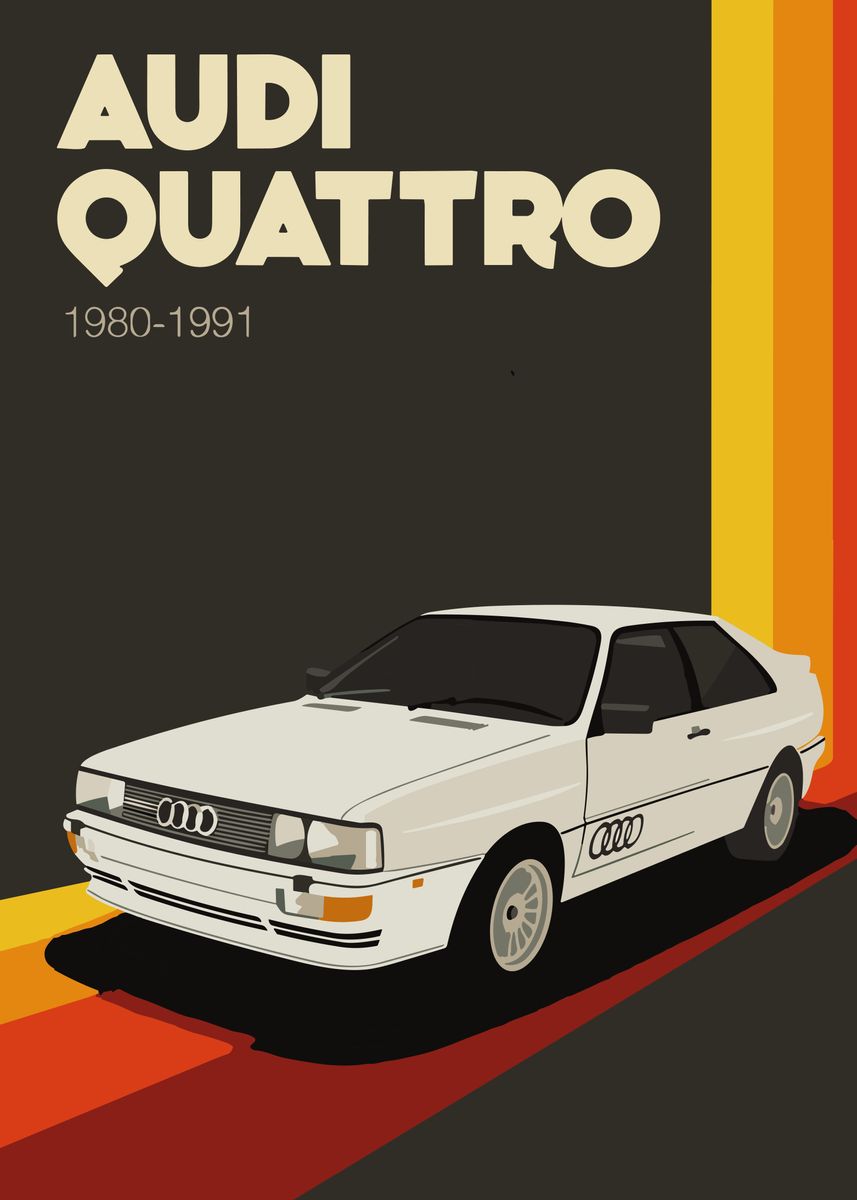 'AUDI QUATTRO' Poster, picture, metal print, paint by Javeline E | Displate