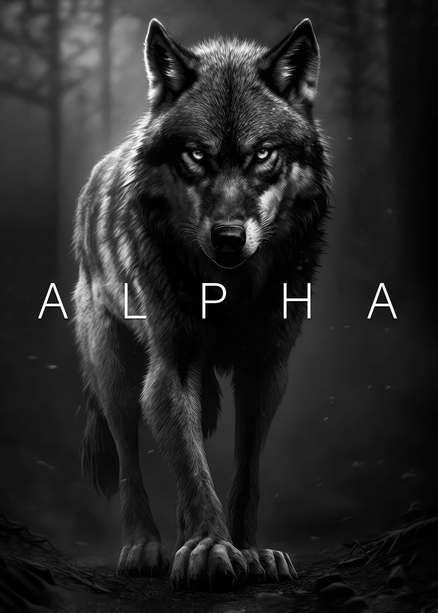 'alpha wolf Animal King ' Poster, picture, metal print, paint by mk ...