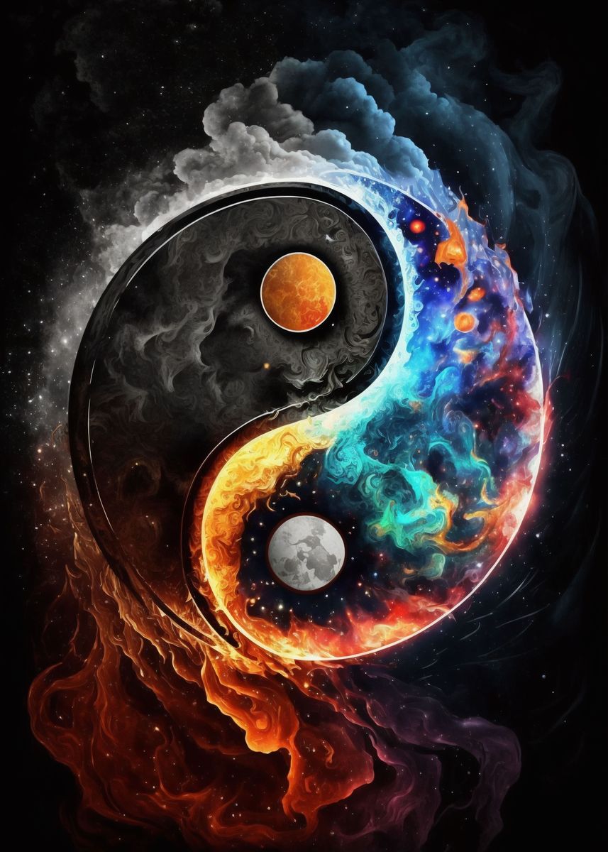 'Yin Yang Fire and Ice' Poster, picture, metal print, paint by ...