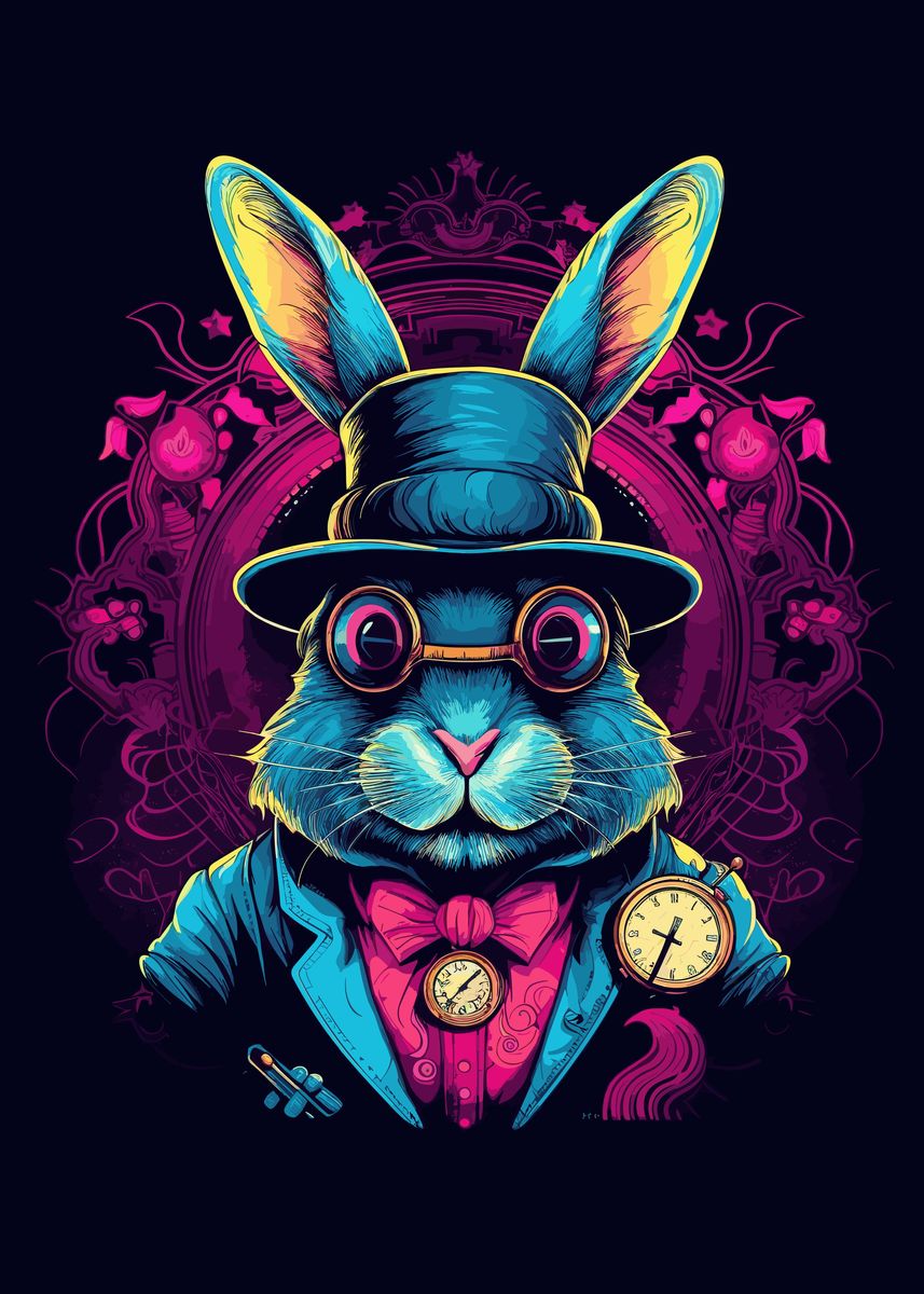 Cool Rabbit Poster 'Rabbit Cute Animals' Poster, picture, metal print, paint by MICHELLE ...