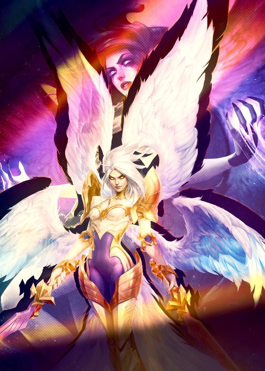 'Kayle and Morgana' Poster, picture, metal print, paint by League of ...