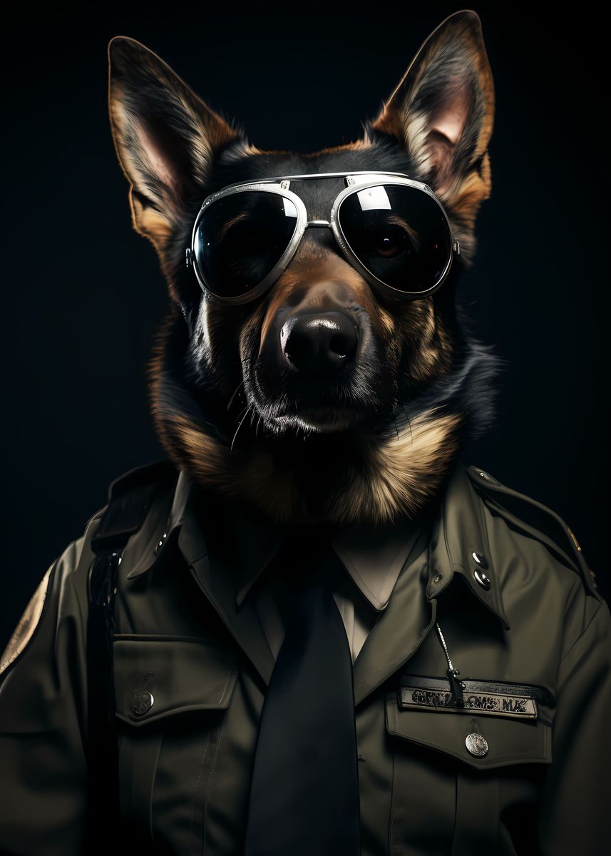 'A dog police officer' Poster, picture, metal print, paint by ...