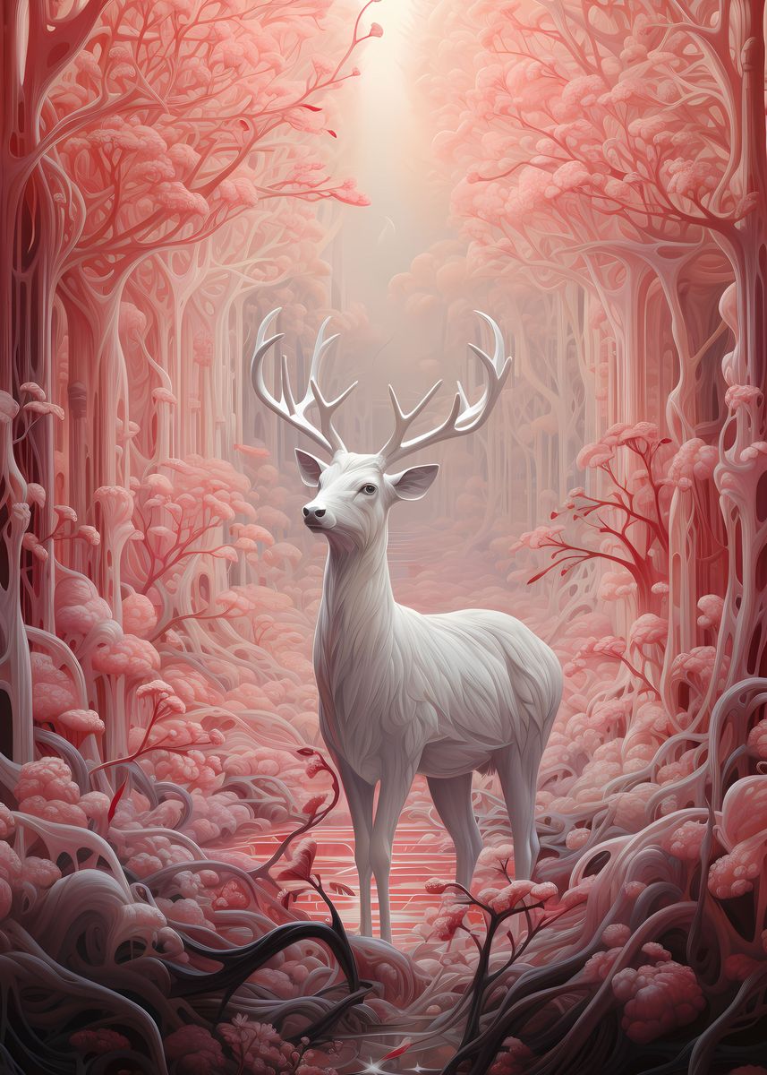 'A deer in the magic forest' Poster, picture, metal print, paint by ...