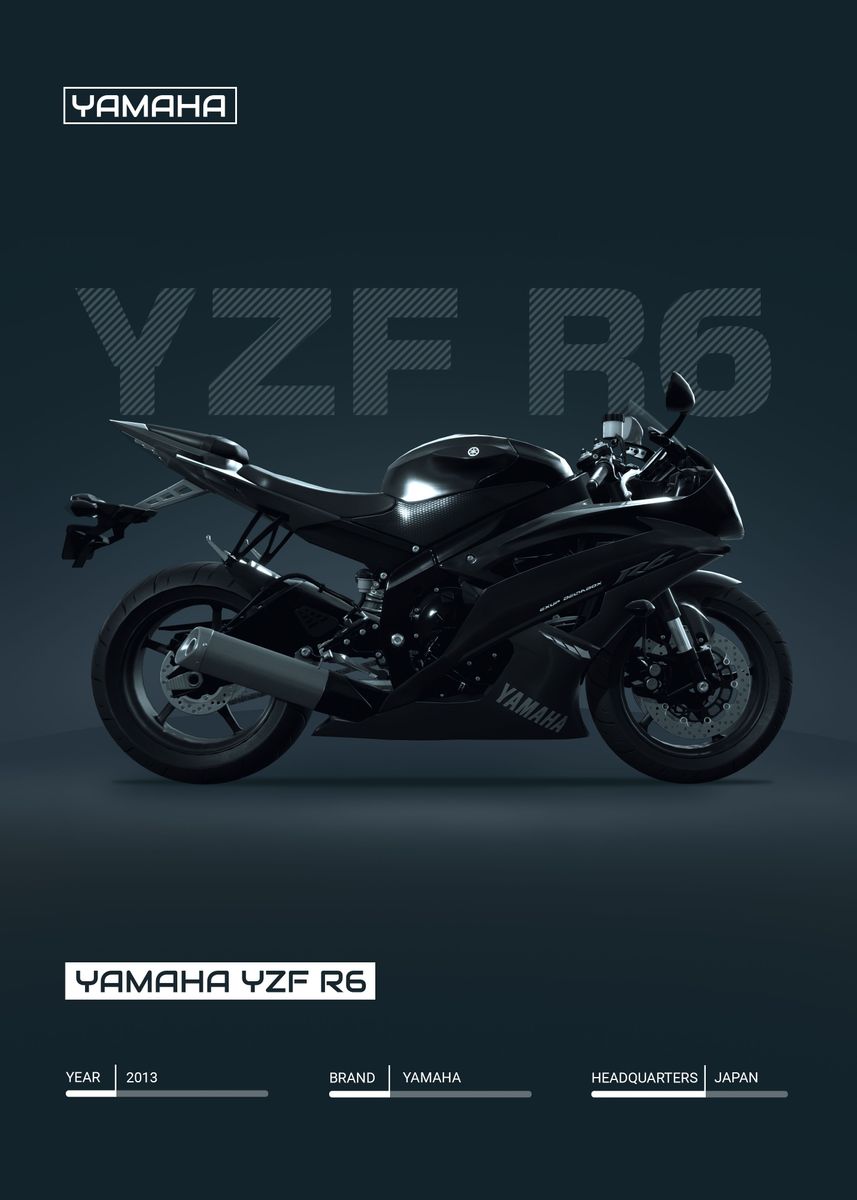 Yamaha YZF R6 2013' Poster, picture, metal print, paint by Basues