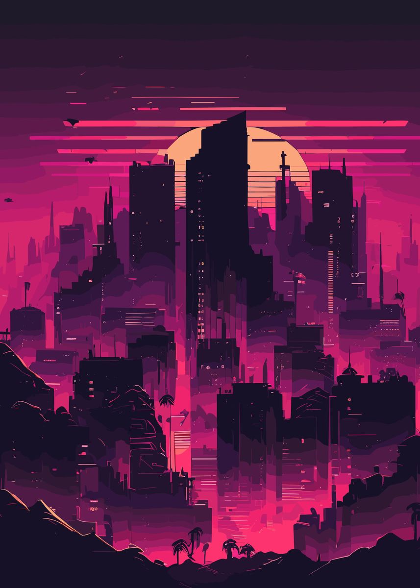 'Cyberpunk City' Poster by Ardyce Behn | Displate