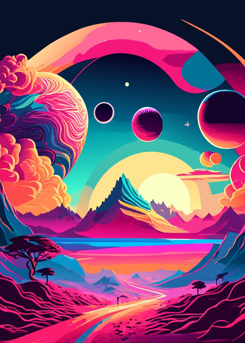 Psychedelic Planet Poster By Crbn Design Displate