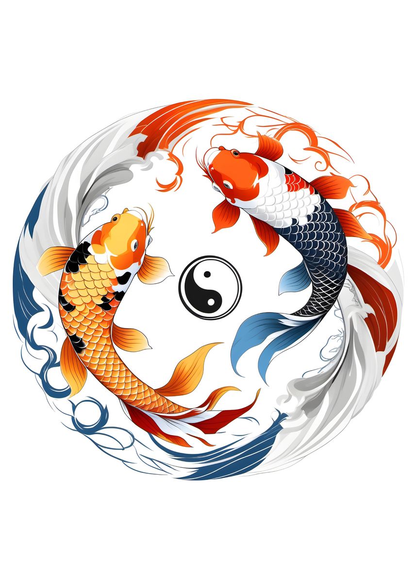 'yin Yang Koi' Poster, Picture, Metal Print, Paint By Dominustheus 